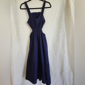 Vineyard Vines Navy Blue Eyelet Poplin Lace Cutout Midi Dress Sz XXS & XL